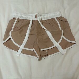 Free people movement right hook boxer shorts cream and white